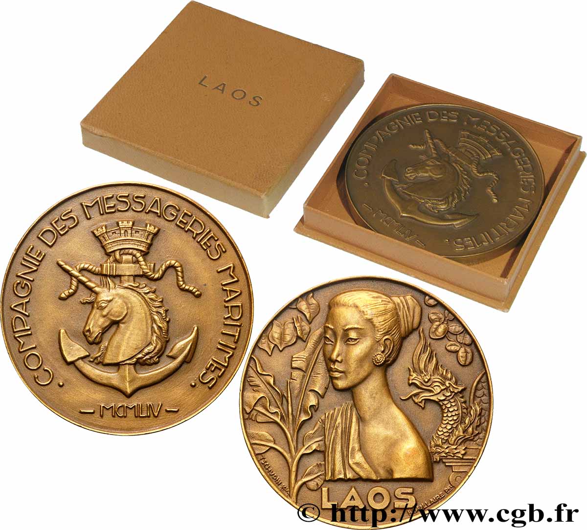 QUATRIÈME RÉPUBLIQUE Médaille, Compagnie des messageries maritimes, Laos SUP
