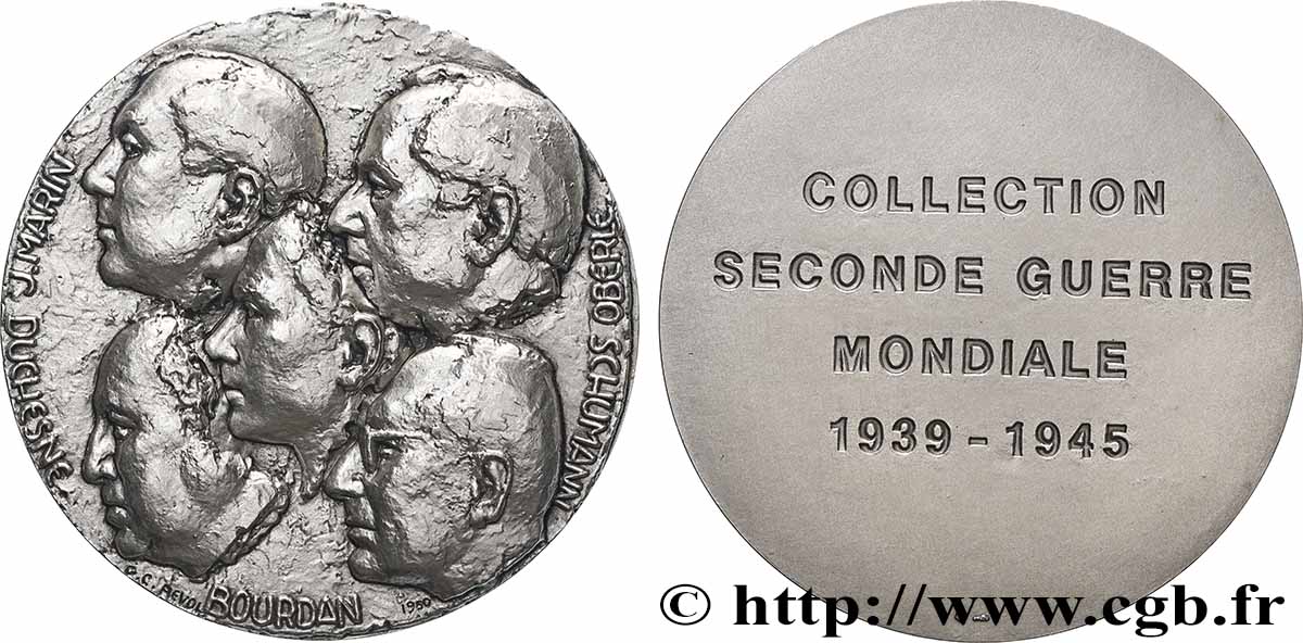 CINQUIÈME RÉPUBLIQUE Médaille, Collection seconde guerre mondiale, Marin, Duchesne, Bourdan, Schumann et Oberle SUP