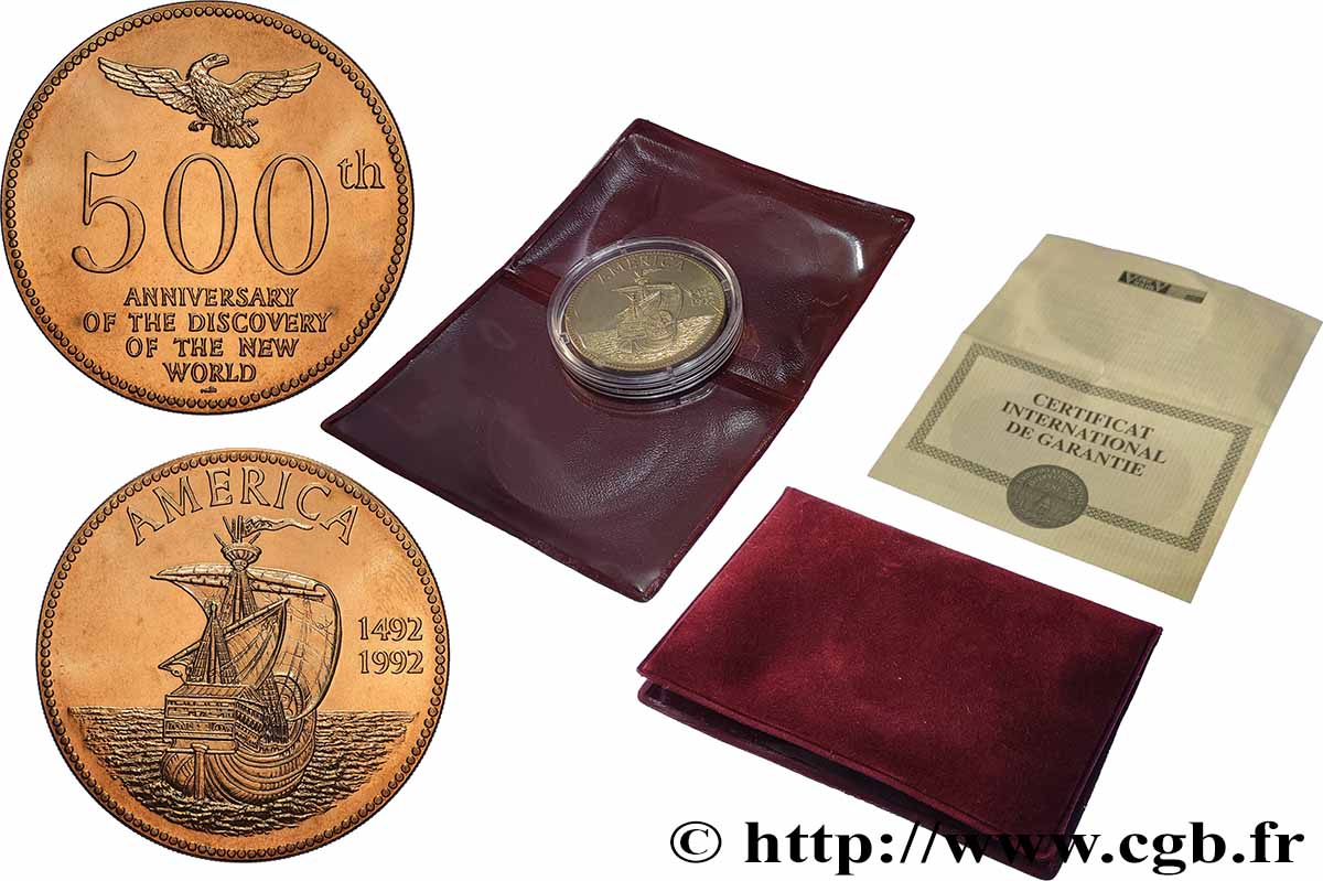 STATI UNITI D AMERICA Médaille, 500e anniversaire de la découverte du nouveau monde SPL