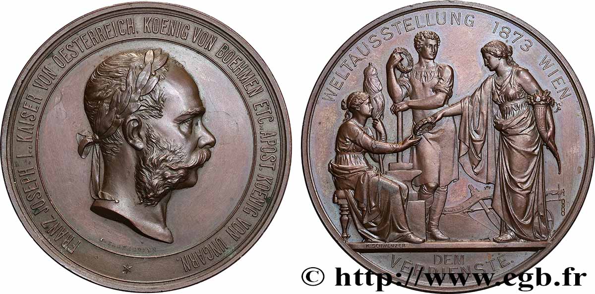 AUTRICHE - FRANÇOIS-JOSEPH Ier Médaille, Exposition Universelle, Au mérite TTB+
