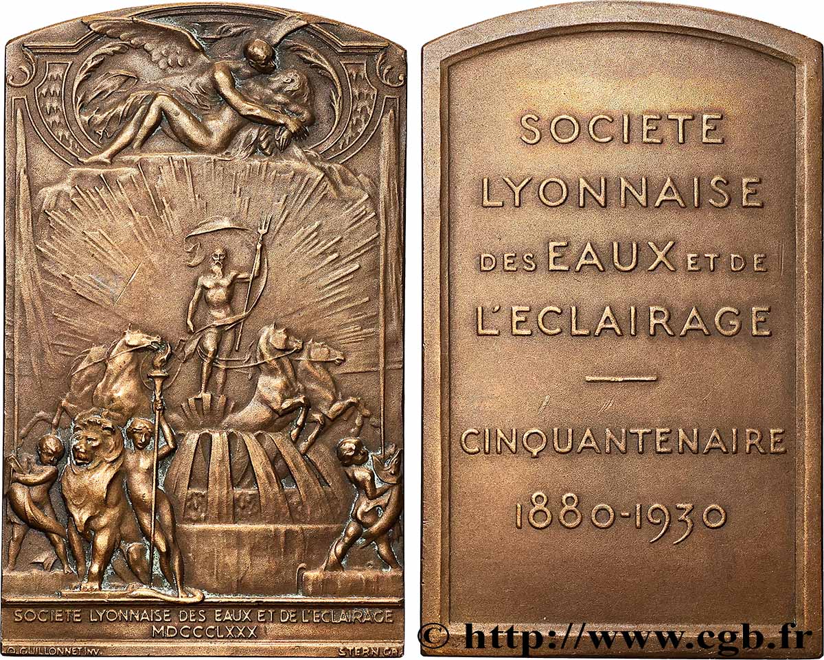 TERZA REPUBBLICA FRANCESE Plaquette, Cinquantenaire Société lyonnaise des eaux et de l’éclairage q.SPL