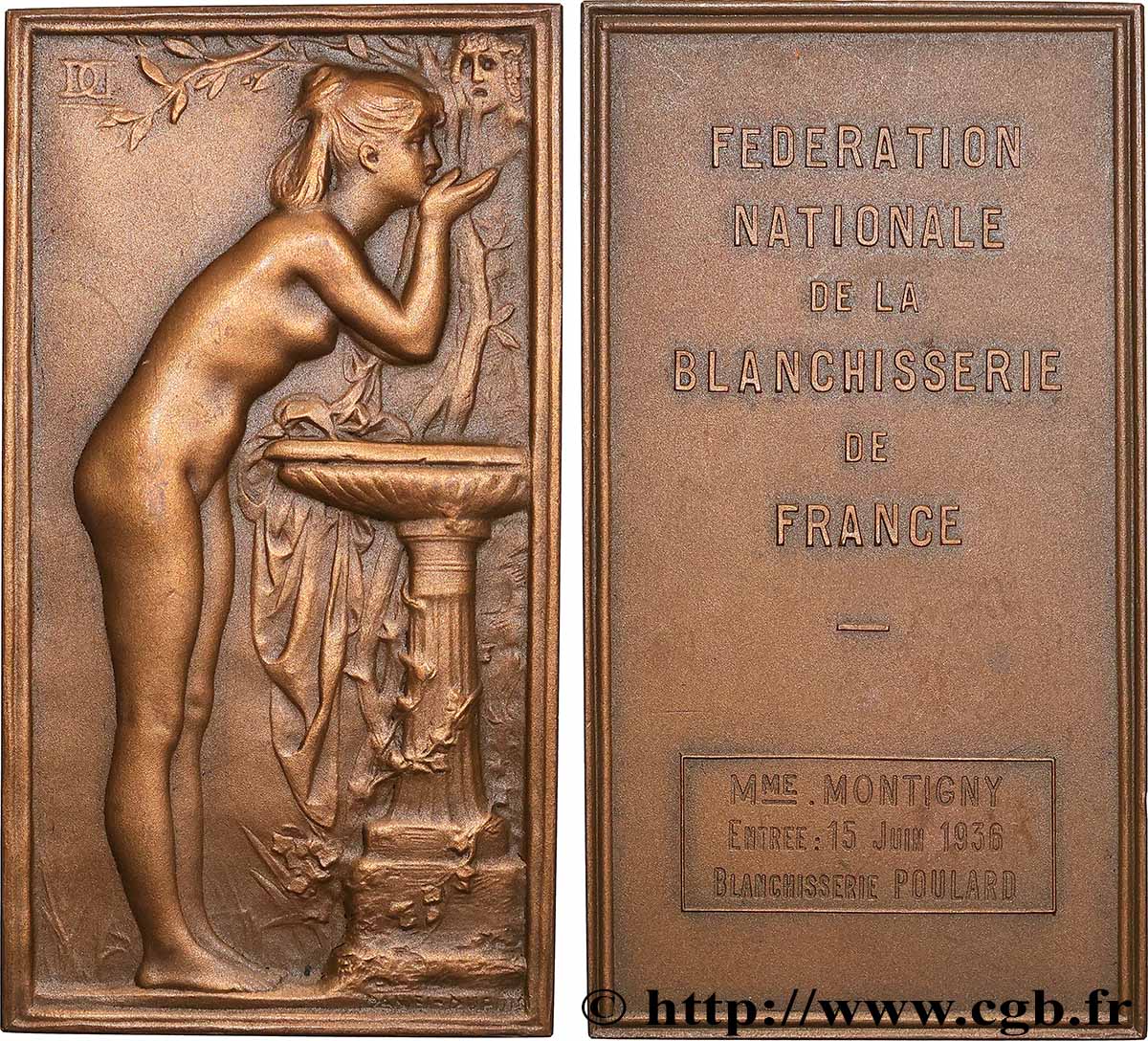 CINQUIÈME RÉPUBLIQUE Plaquette, La Source ou Chloé à la vasque, Fédération nationale de la Blanchisserie TTB+