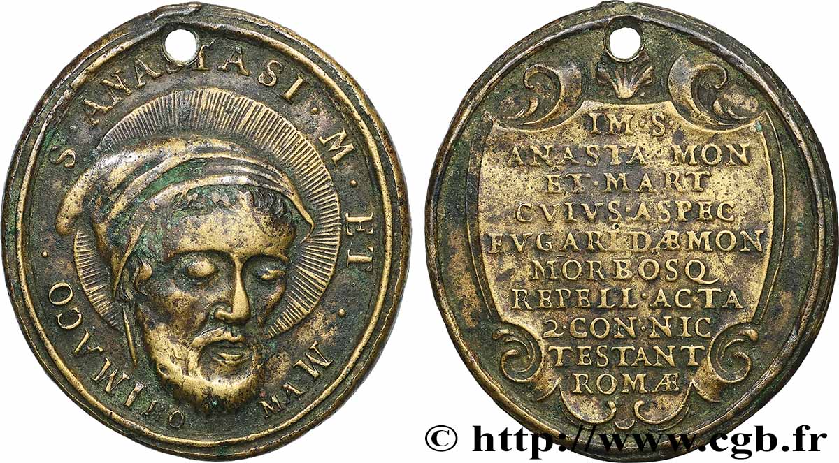 MÉDAILLES RELIGIEUSES Médaille, Saint Anastase TB+