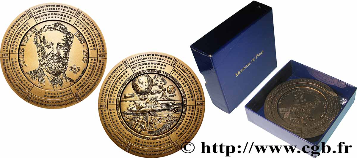 CINQUIÈME RÉPUBLIQUE Médaille calendrier, Jules Verne SUP
