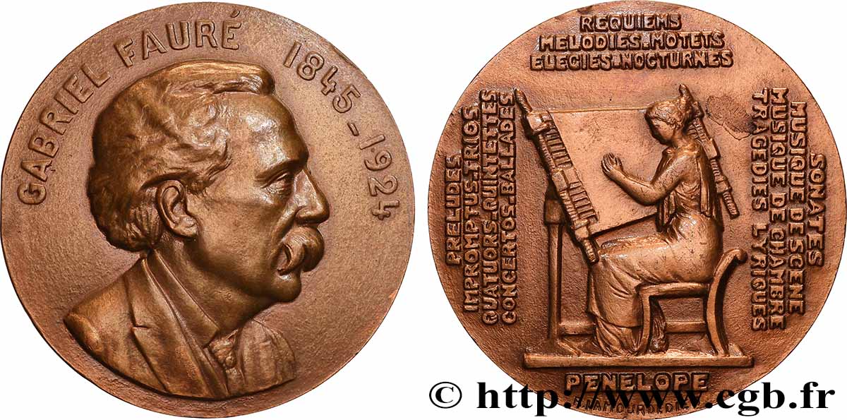 CINQUIÈME RÉPUBLIQUE Médaille, Gabriel Fauré TTB+