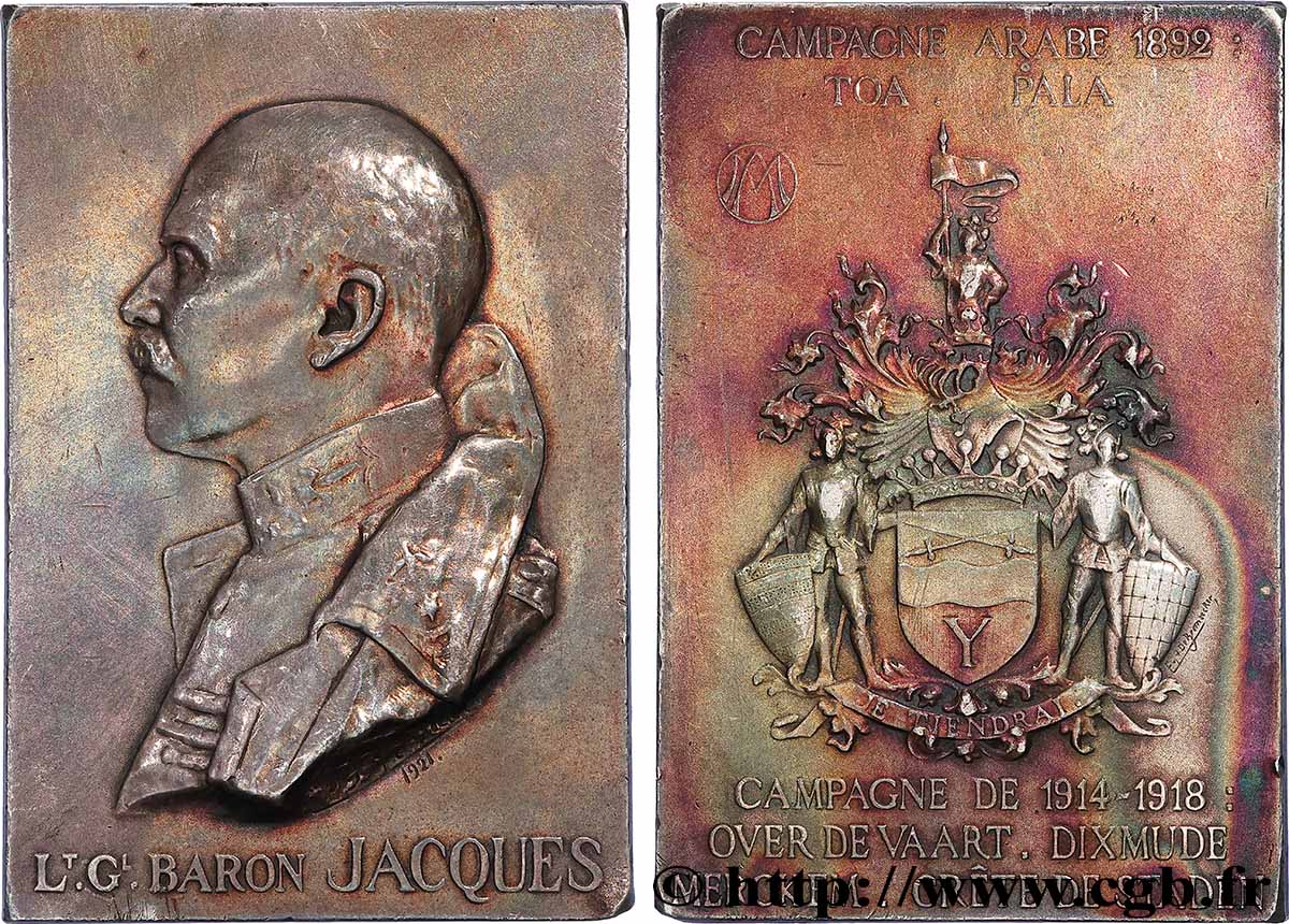 BÉLGICA - REINO DE BÉLGICA - ALBERTO I Plaquette, Lieutenant Général Baron Jacques MBC