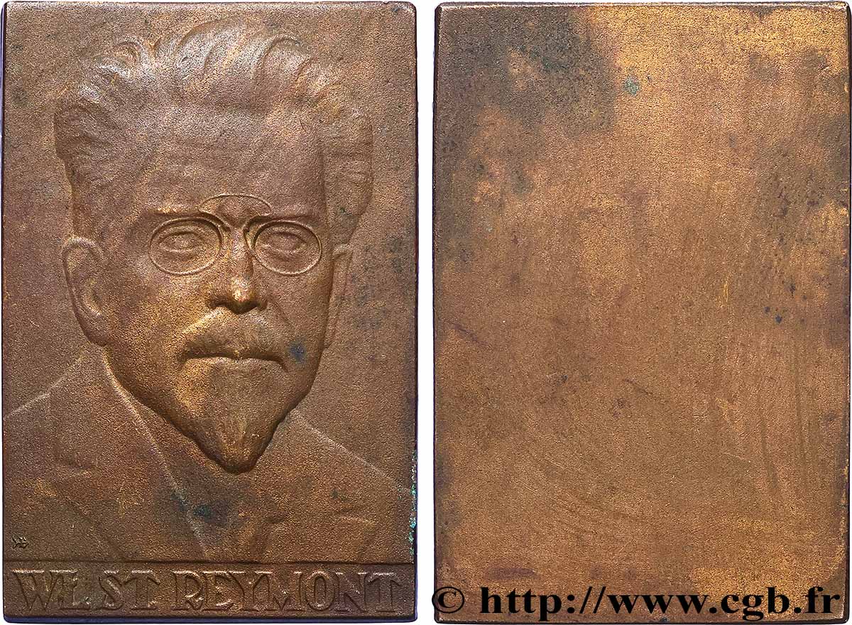 POLOGNE Plaquette,Władysław Reymont TTB+