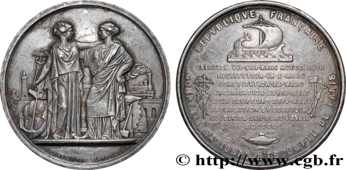 DEUXIÈME RÉPUBLIQUE Médaille, Comptoir national d’escompte BB