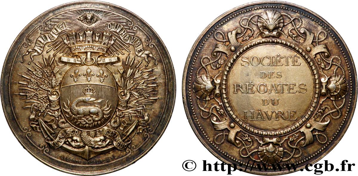 LE HAVRE Médaille, Société des régates du Havre TTB+/SUP