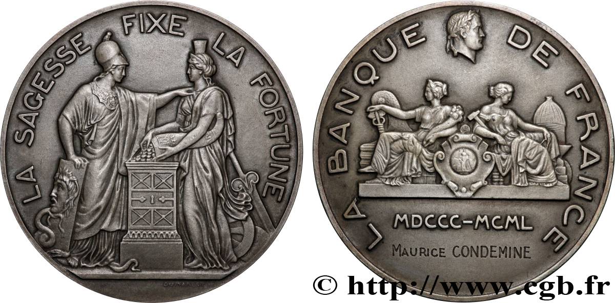 BANQUE DE FRANCE Médaille de récompense, La sagesse fixe la fortune SUP