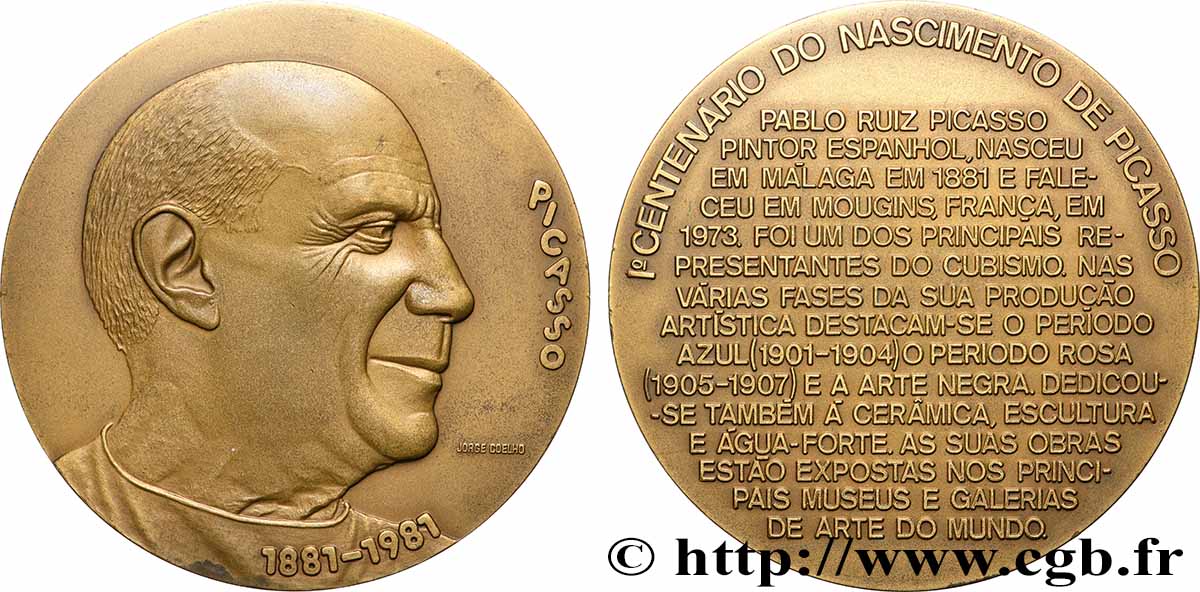 PORTUGAL Médaille, Centenaire de la naissance de Pablo Picasso TTB+