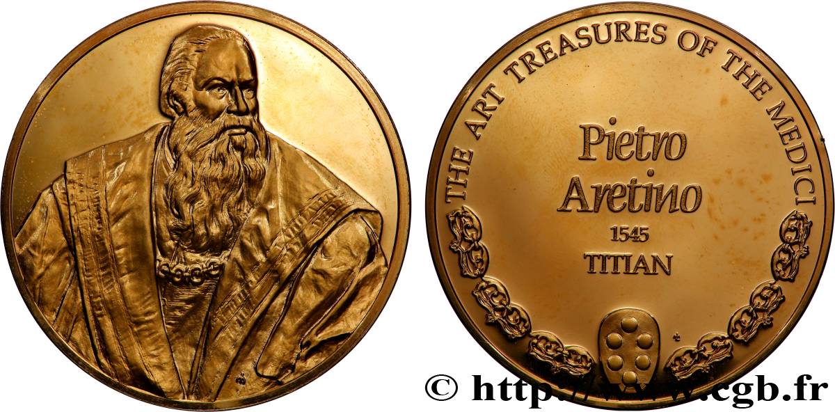 V REPUBLIC Médaille, Portrait de Pierre l Arétin par Titien AU