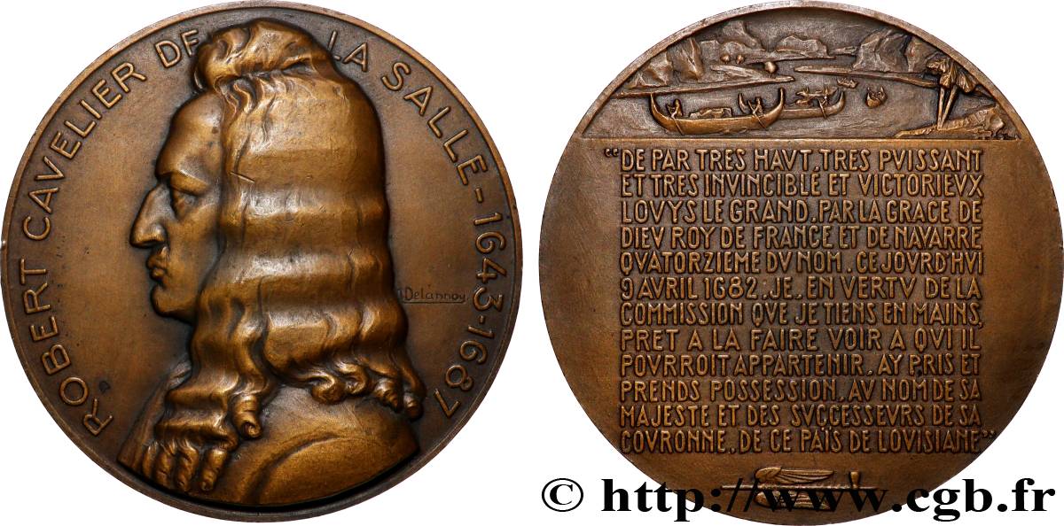 CINQUIÈME RÉPUBLIQUE Médaille, René-Robert Cavelier de La Salle, 250e anniversaire de sa mort TTB+