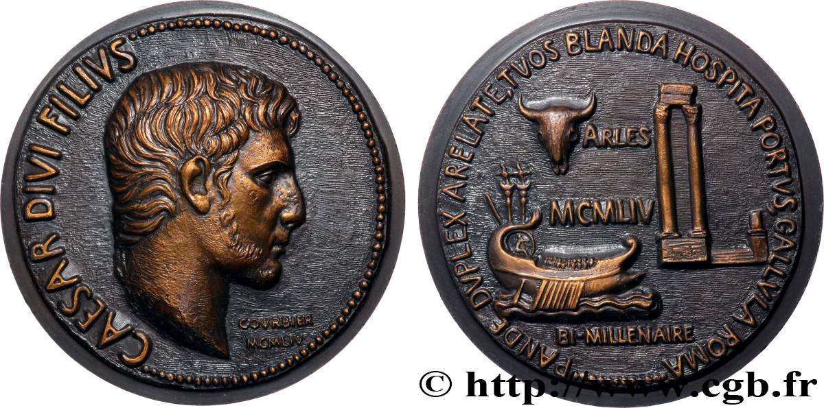 V REPUBLIC Médaille, Bi-millénaire de la création d’Arles par Auguste MS