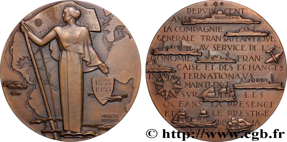 CUARTA REPUBLICA FRANCESA Médaille, Centenaire de la Compagnie Transatlantique EBC