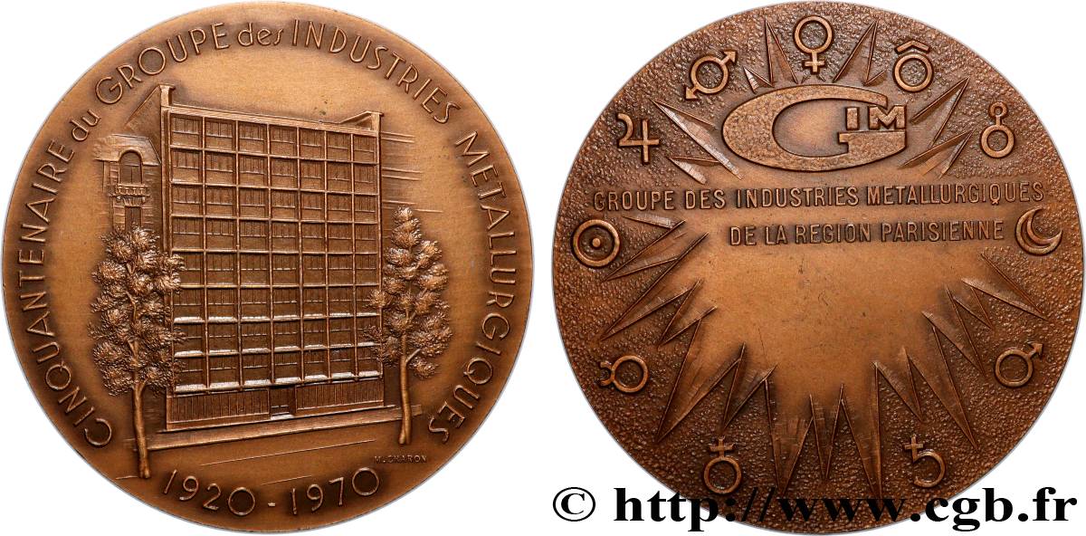 FUNFTE FRANZOSISCHE REPUBLIK Médaille, Cinquantenaire du groupe des industries métallurgiques fVZ