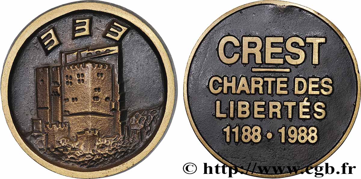 V REPUBLIC Médaille, 800e anniversaire de la Charte des Liberté Crest AU