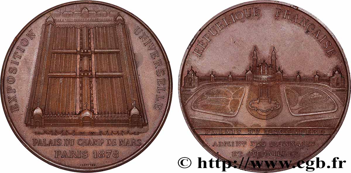 III REPUBLIC Médaille, Palais du Champ de Mars / Trocadéro AU