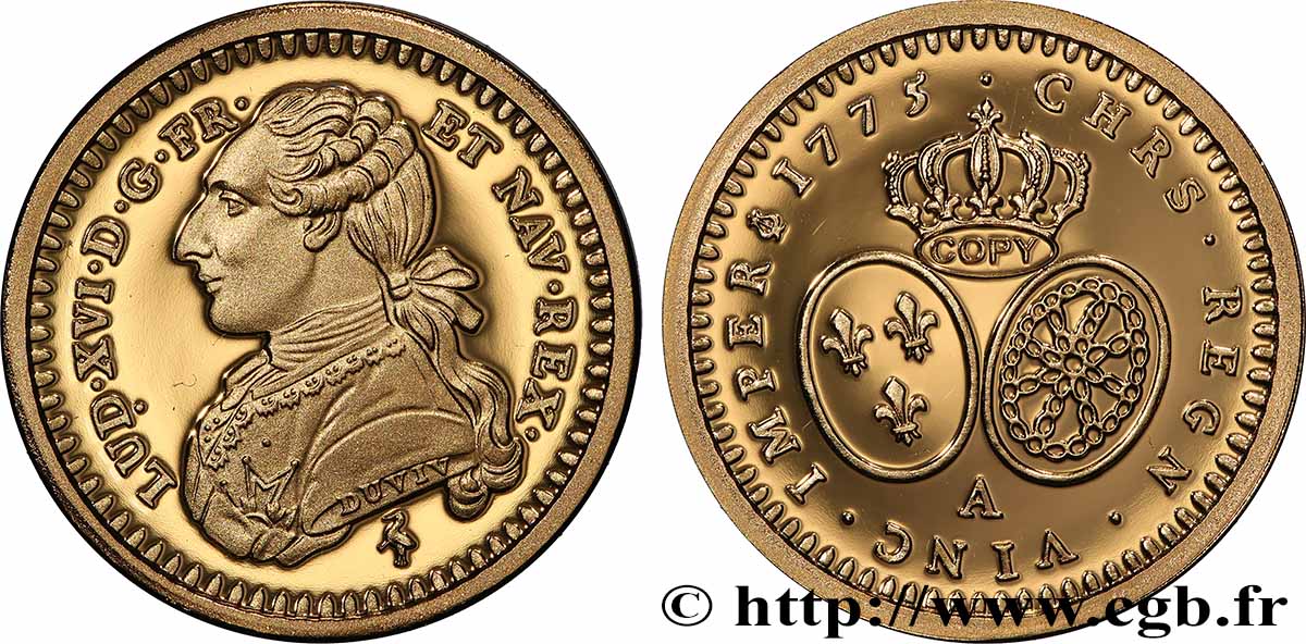 L OR DE LA FRANCE Médaille, Reproduction de monnaie, Demi-louis d’or aux écus ovales BE