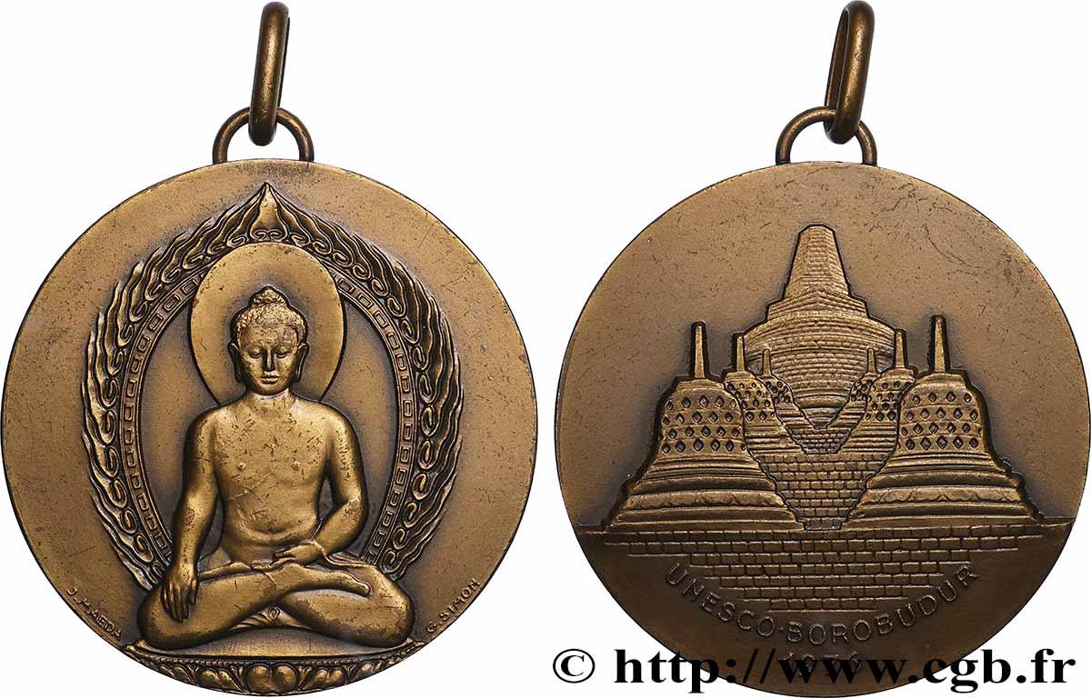 INDONÉSIE Médaille, UNESCO, Temple de Borobudur TTB+