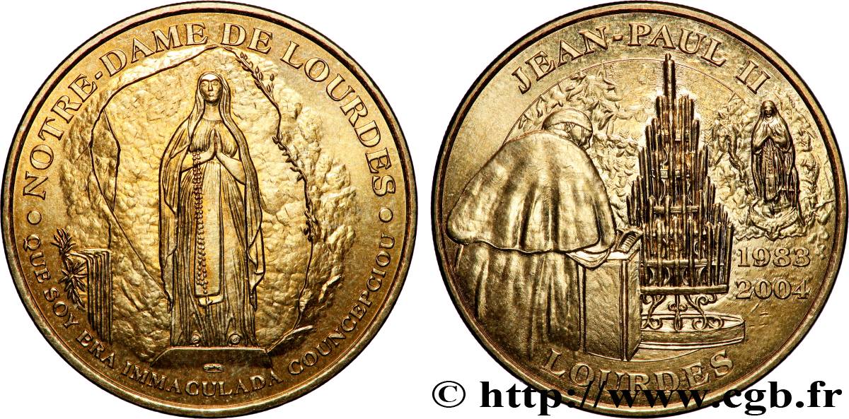 MÉDAILLES TOURISTIQUES Médaille touristique, Notre Dame de Lourdes, Jean-Paul II SUP
