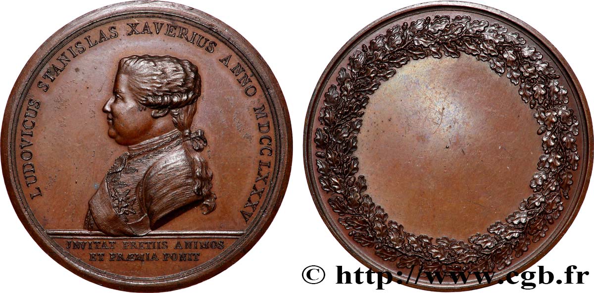 LOUIS XVI Médaille, Louis-Stanislas-Xavier de France, Prix de la société du frère du roi SUP+