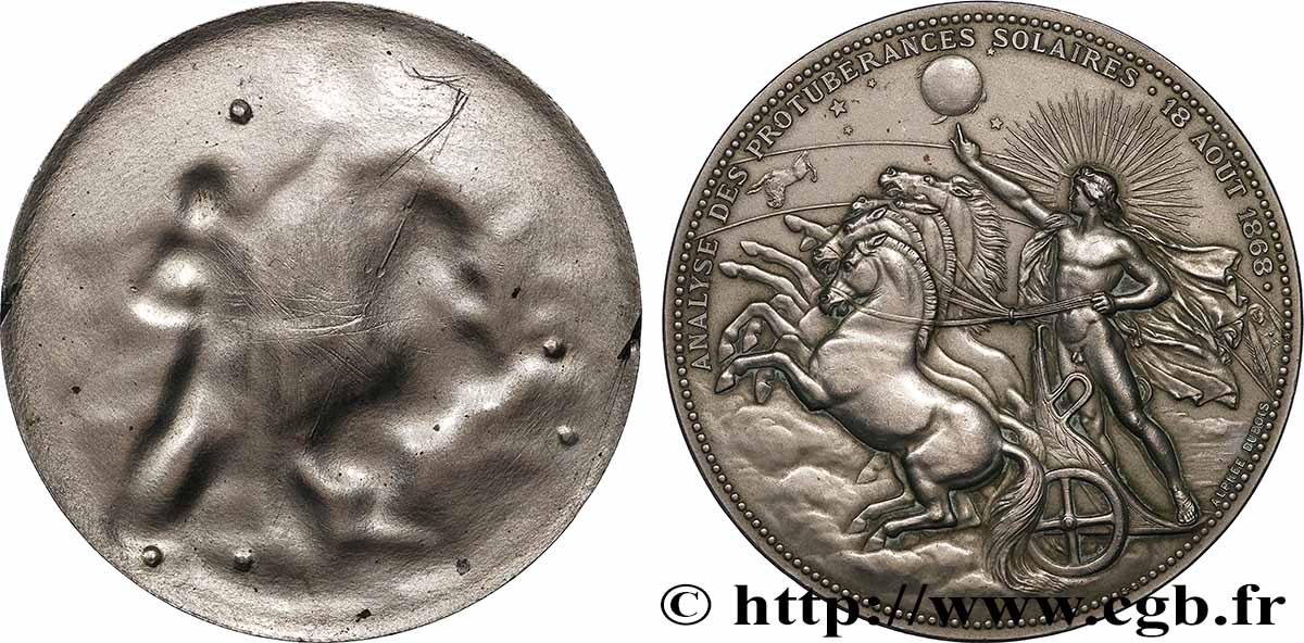 SCIENCES & SCIENTIFIQUES Médaille, Analyse des protubérances solaires, tirage uniface SUP