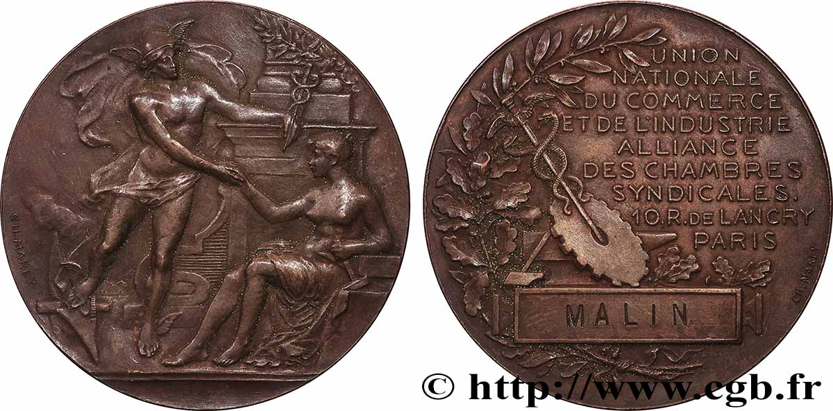 ASSOCIATIONS PROFESSIONNELLES - SYNDICATS Médaille, Union nationale du commerce et de l’industrie TTB+