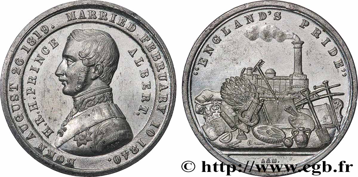 GRANDE BRETAGNE - VICTORIA Médaille, Prince Albert, England’s Pride, Mariage de la Reine d’Angleterre Victoria et du Prince Albert de Saxe TTB+