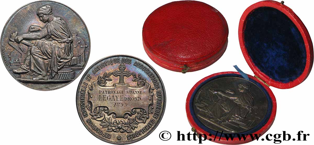 DRITTE FRANZOSISCHE REPUBLIK Médaille, Exposition industrielle et artistique des associations ouvrières catholique fVZ