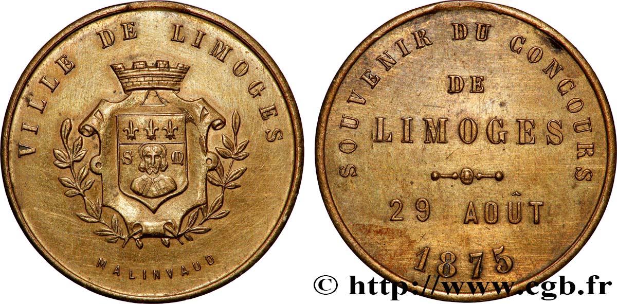 TROISIÈME RÉPUBLIQUE Médaille, Souvenir du concours de Limoges TTB