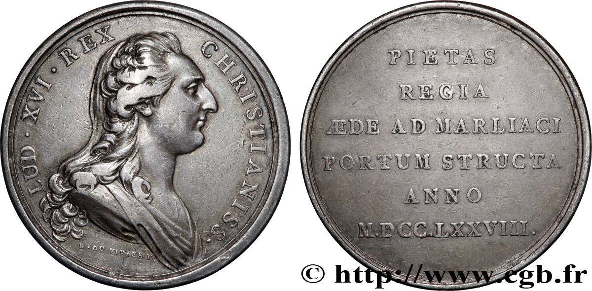 LOUIS XVI Médaille, Pose de la première pierre de l’église de Port-Marly SS