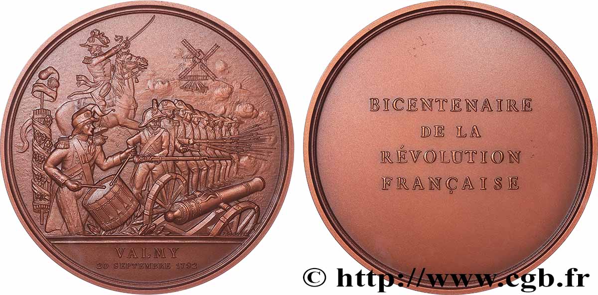 FUNFTE FRANZOSISCHE REPUBLIK Médaille, Bicentenaire de la Révolution, Bataille de Valmy VZ