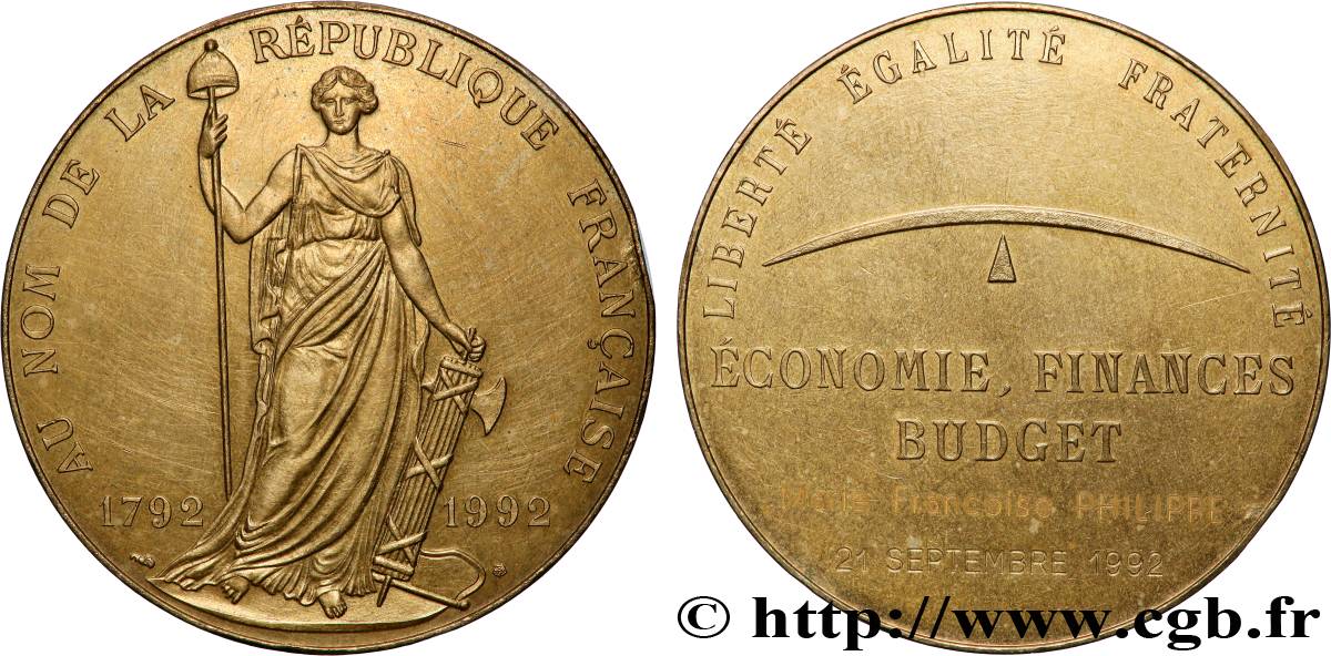 CINQUIÈME RÉPUBLIQUE Médaille, Économie, finance et budget, Au nom de la République Française TTB+