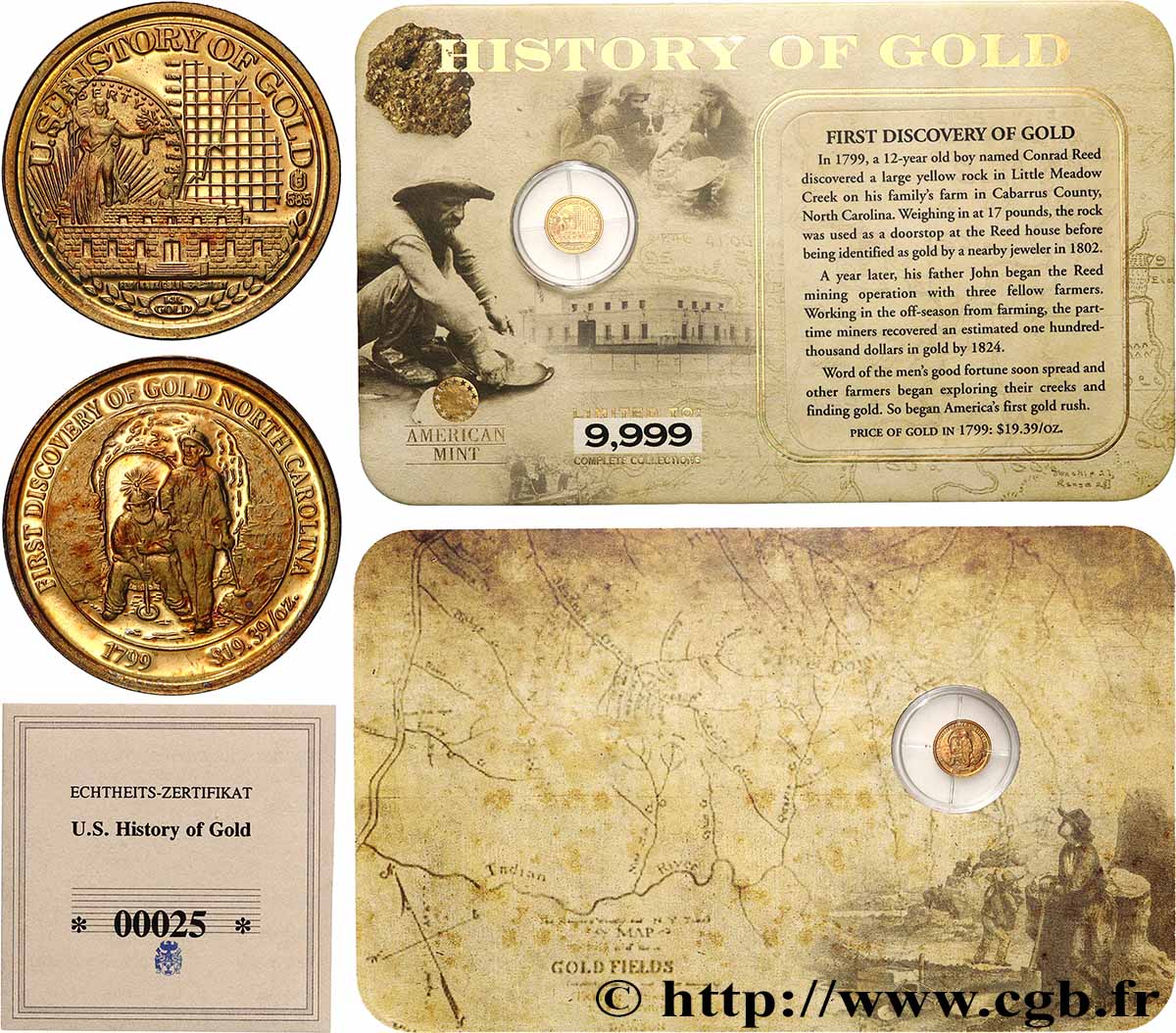 ÉTATS-UNIS D AMÉRIQUE Médaille, Découverte de l’or Proof set