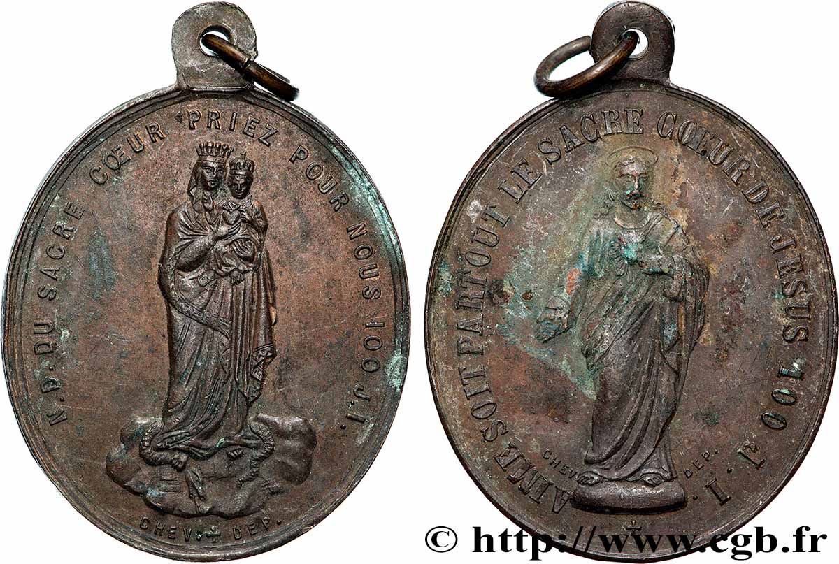 MÉDAILLES RELIGIEUSES Médaille, Notre Dame du Sacré Coeur BB