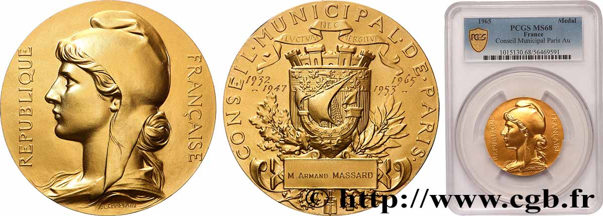 PROVISORY GOVERNEMENT OF THE FRENCH REPUBLIC Médaille, Conseil municipal de Paris FDC68