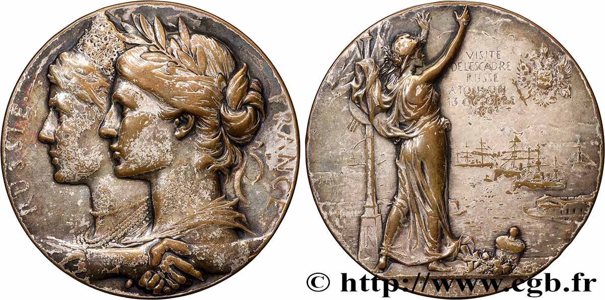 DRITTE FRANZOSISCHE REPUBLIK Médaille, Visite de l’escadre russe à Toulon SS