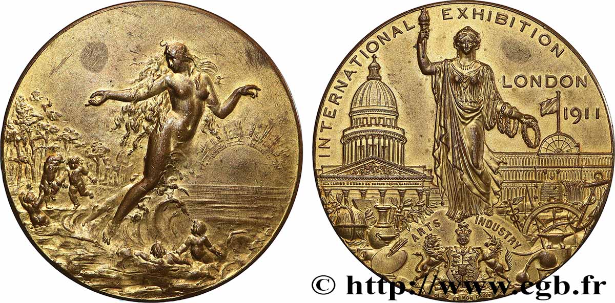 GRANDE-BRETAGNE - GEORGES VI Médaille, Exposition international, Arts et Industrie XF/AU