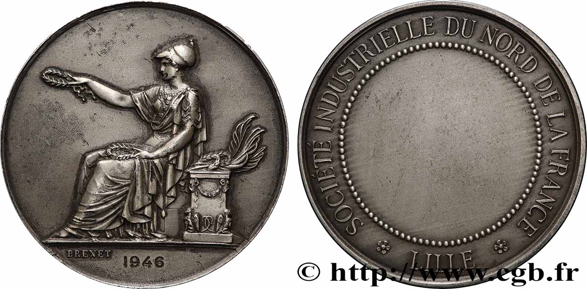 IV REPUBLIC Médaille, Société industrielle du nord de la France AU