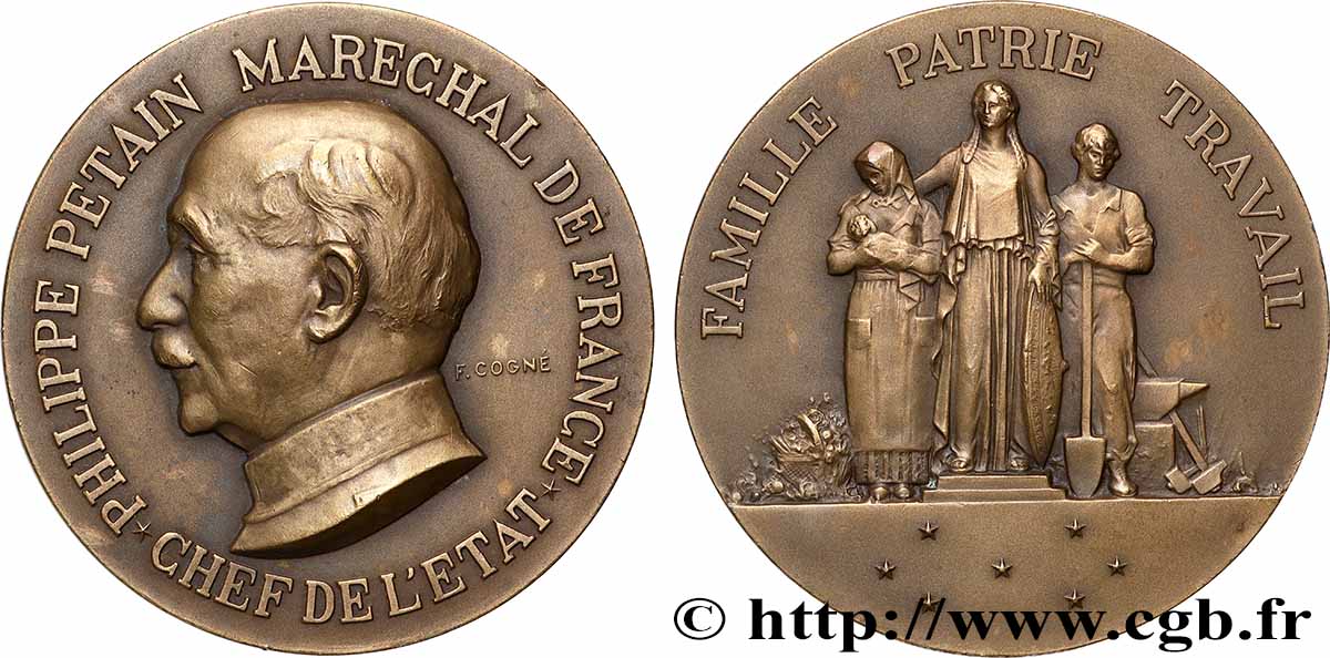 ETAT FRANÇAIS Médaille, Offerte par le Maréchal Pétain AU