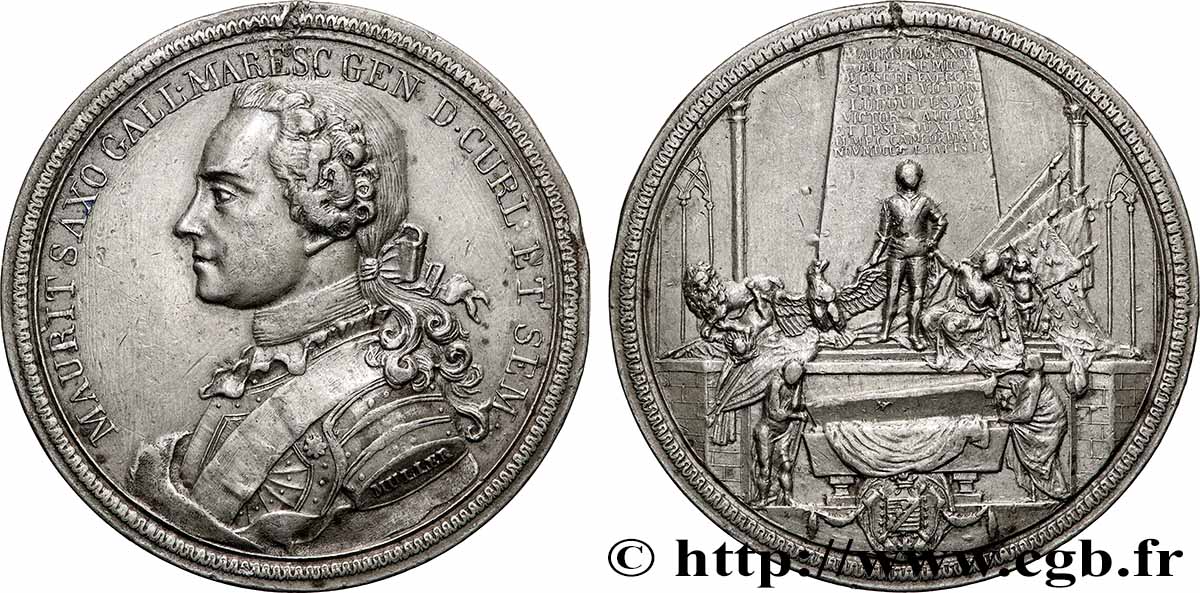 LOUIS XV DIT LE BIEN AIMÉ Médaille du mausolée du Maréchal Maurice de Saxe MBC
