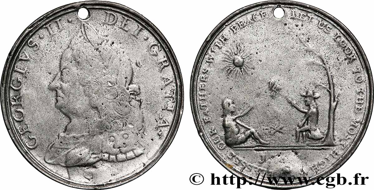 GREAT-BRITAIN - GEORGES II Médaille, Traité d Easton VF