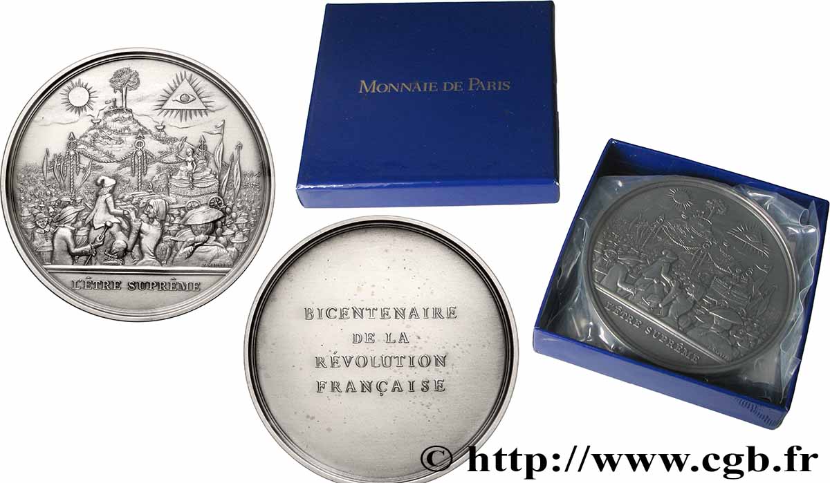 CINQUIÈME RÉPUBLIQUE Médaille, Bicentenaire de la Révolution, L’être suprême SPL