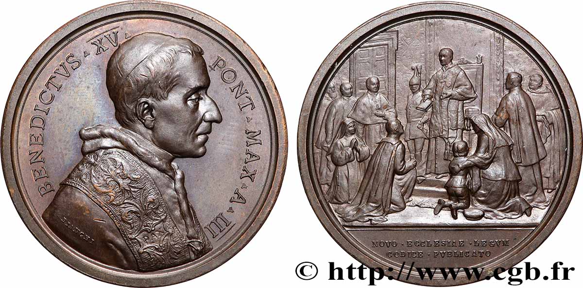VATICAN - BENOîT XV (Giacomo Dalla Chiesa) Médaille, Promulgation du Code de droit canonique VZ