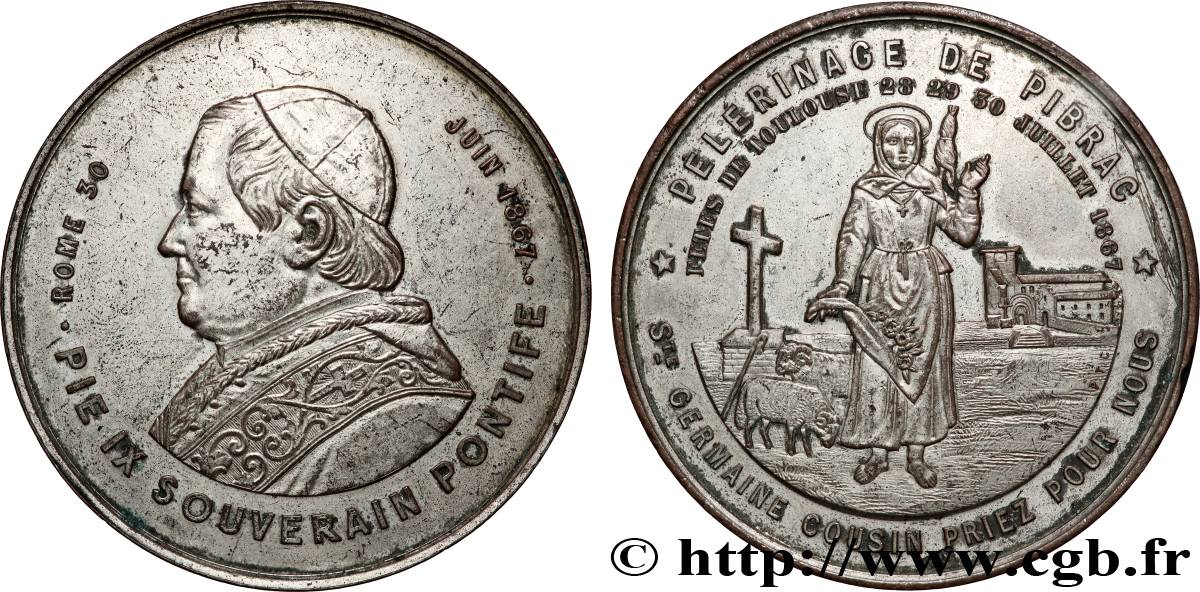 ITALIEN - KIRCHENSTAAT - PIE IX. Giovanni Maria Mastai Ferretti) Médaille, pèlerinage de Pibrac SS
