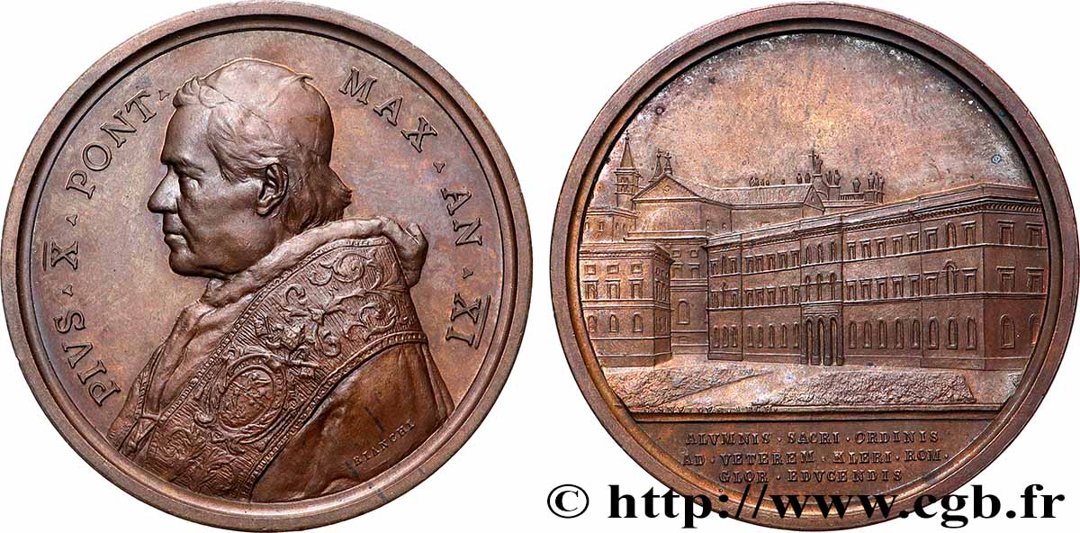 VATICAN - PIE X (Giuseppe Melchiorre Sarto) Médaille, Grand séminaire pontifical romain SUP