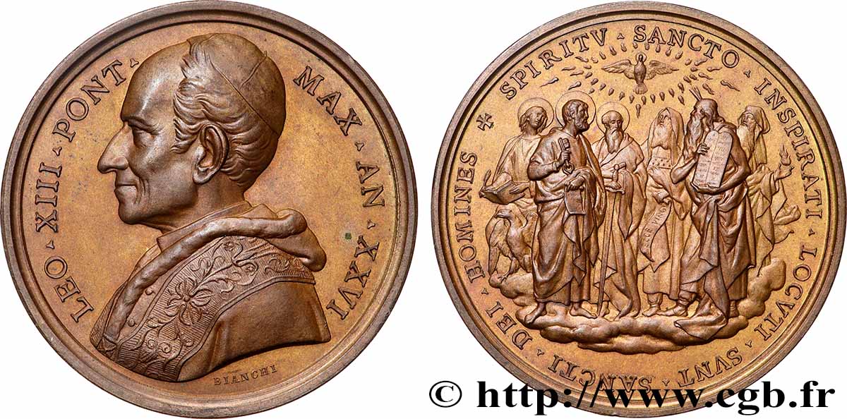 ITALIE - ÉTATS DE L ÉGLISE - LÉON XIII (Vincenzo Gioacchino Pecci) Médaille, Léo XIII, Le Saint-Esprit SPL+