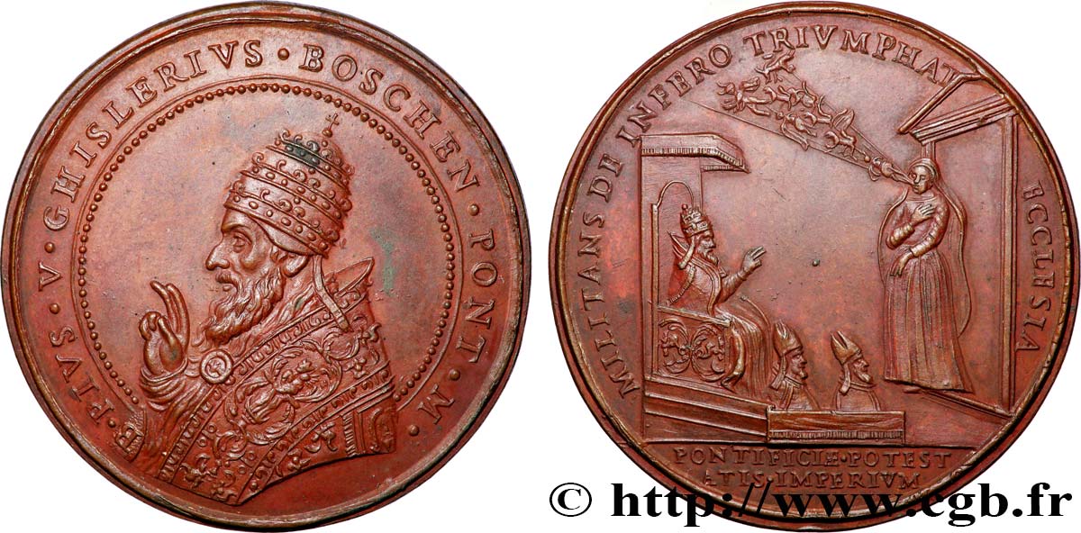 ÉTATS DE L ÉGLISE - BOLOGNE -SAINT-PIE V (Antoine Ghislieri) Médaille, Béatification de Pie V SUP