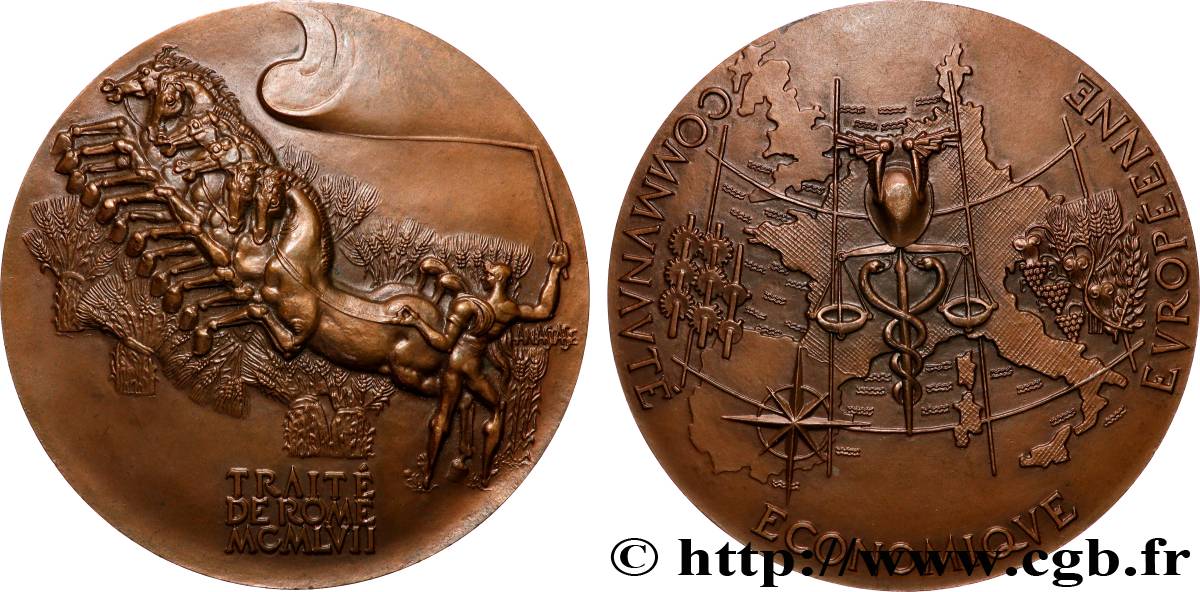 FUNFTE FRANZOSISCHE REPUBLIK Médaille, Traité de Rome, Communauté économique européenne fVZ